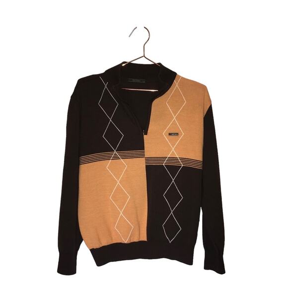 Milford Sportswear Argyle Quarter Zip Knit Sweater - Medium - Picture 1 of 6